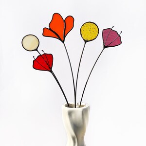 Stained Glass Wild Flower Bouquet Gift for Her Mothers day gift Everlasting 5 Stem Flower Arrangement Blue Magnolia Home Suncatcher image 6
