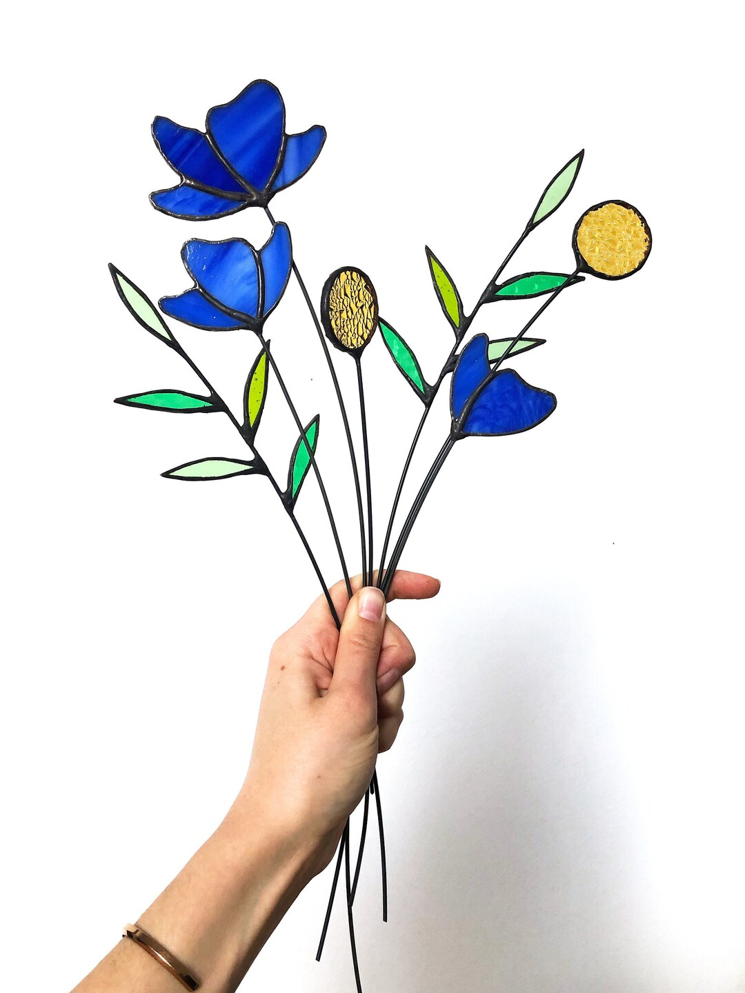 Stained Glass Wild Flower Bouquet Gift for Her Table Decor Everlasting