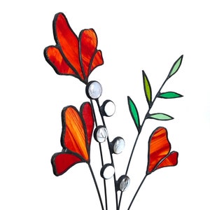 Stained Glass Wild Flower Bouquet Gift for Her Table Decor Everlasting 5 Stems Flower Arrangement Glass Art Flower Suncatcher Stems image 6