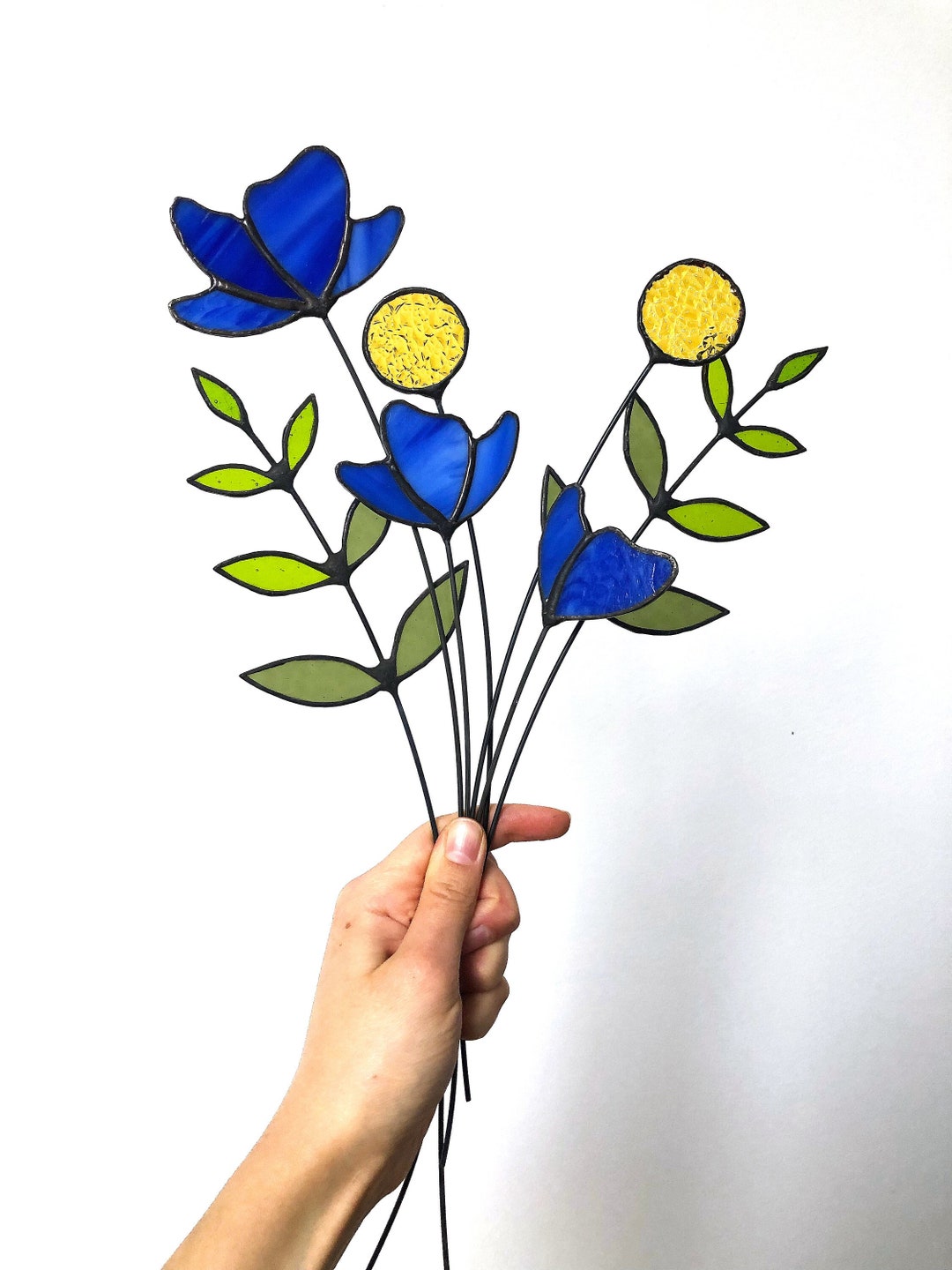 3D Stained Glass Wild Flowers Bouquet Gift for Her Table Decor