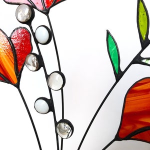 Stained Glass Wild Flower Bouquet Gift for Her Table Decor Everlasting 5 Stems Flower Arrangement Glass Art Flower Suncatcher Stems image 4