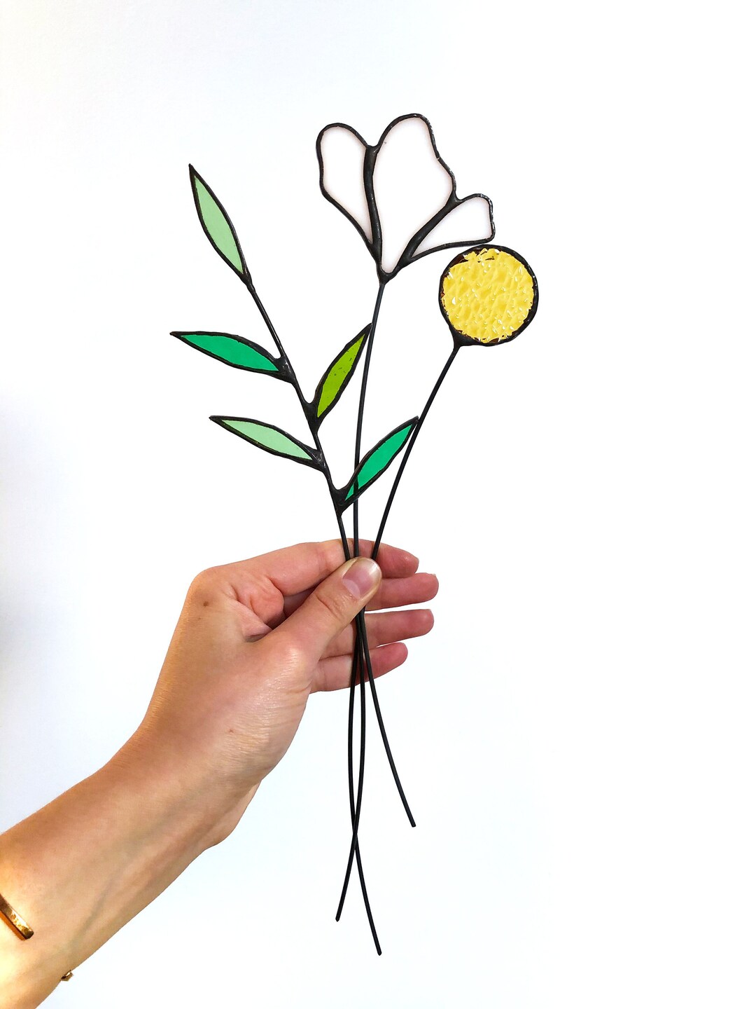 Stained Glass Wild Flower Bouquet Gift for Her Table Decor Everlasting