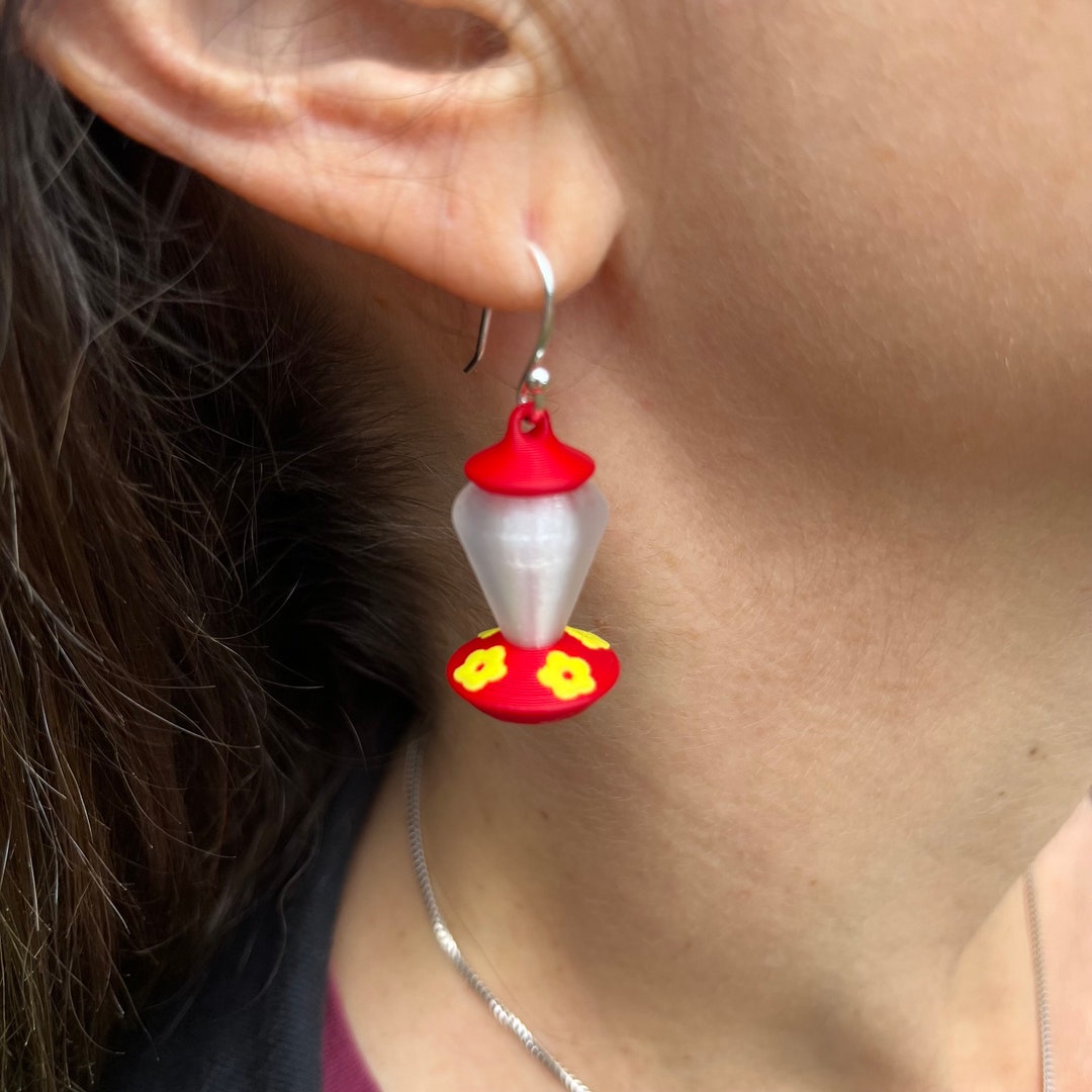 Hummingbird Feeder Earrings, Hummingbird Earrings Hummingbird Gifts for