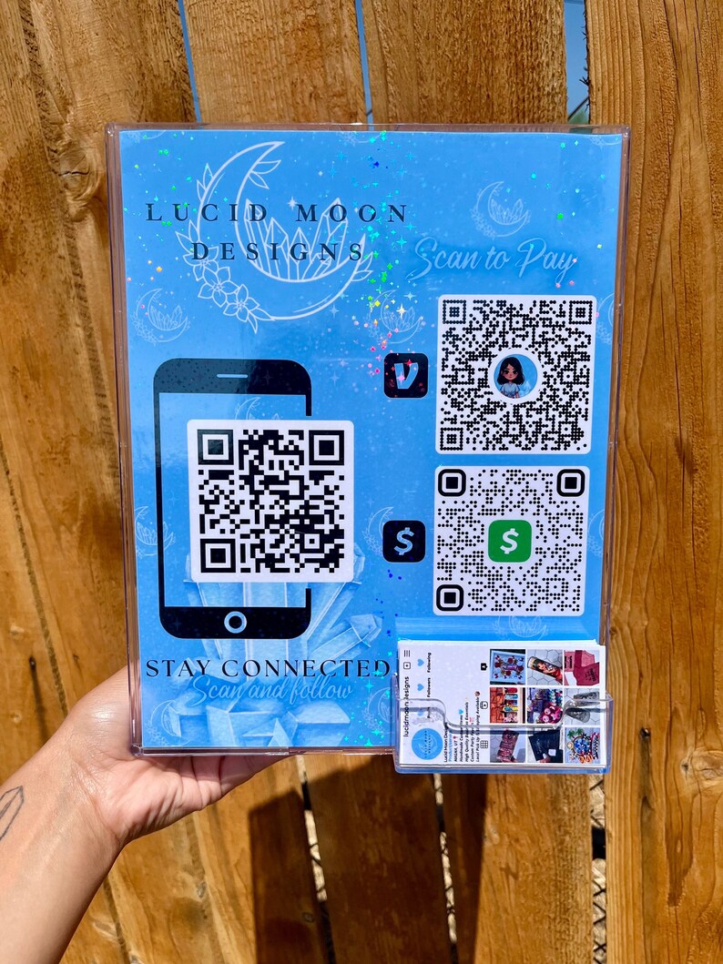 Lucid Scan Barcodes Custom Acrylic QR Code Business Sign With Card Holder (8.5x11) - Etsy