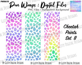 Cheetah Prints Pen Wraps - Pastel Rainbow Safari Animal Pen Wrap Waterslide Decals , Ink Joy Size , Transparent PNG File , Digital Pen Wraps