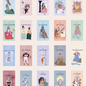 NEW - 78 cartes de tarot autocollantes REFLET Tarot - IMPERMÉABLE pour agenda et journaling - 22 x 35.3 mm (4 pages de 20 autocollants)
