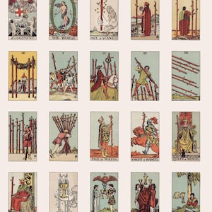 NEW - 78 Rider Waite Smith Waterproof Sticker Tarot Cards for Diary and Journaling - 22 x 35.3 mm (4 pages of 20 stickers)