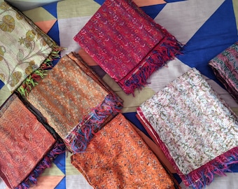 Bufandas de seda kantha Surtidas 3 piezas