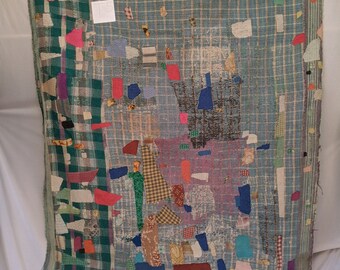 Patchwork kantha quilt , handmade kantha , guduri , multicolor quilt , heavy quilt  , kantha , reversible blanket , vintage kantha ,handmade