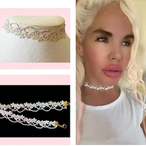 Rainbow Choker Necklace, Floral Choker, Lace Choker, Friend Gifts, Jewelry Gifts For Her, Trending Chokers
