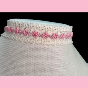 Pink & White Floral Lace Choker Necklace,Floral Choker,Statement Necklace,Choker With Roses
