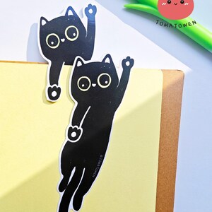 Miaou grimpant |  Marque-page Kola | Marque-page original de dessin animé mignon chat noir