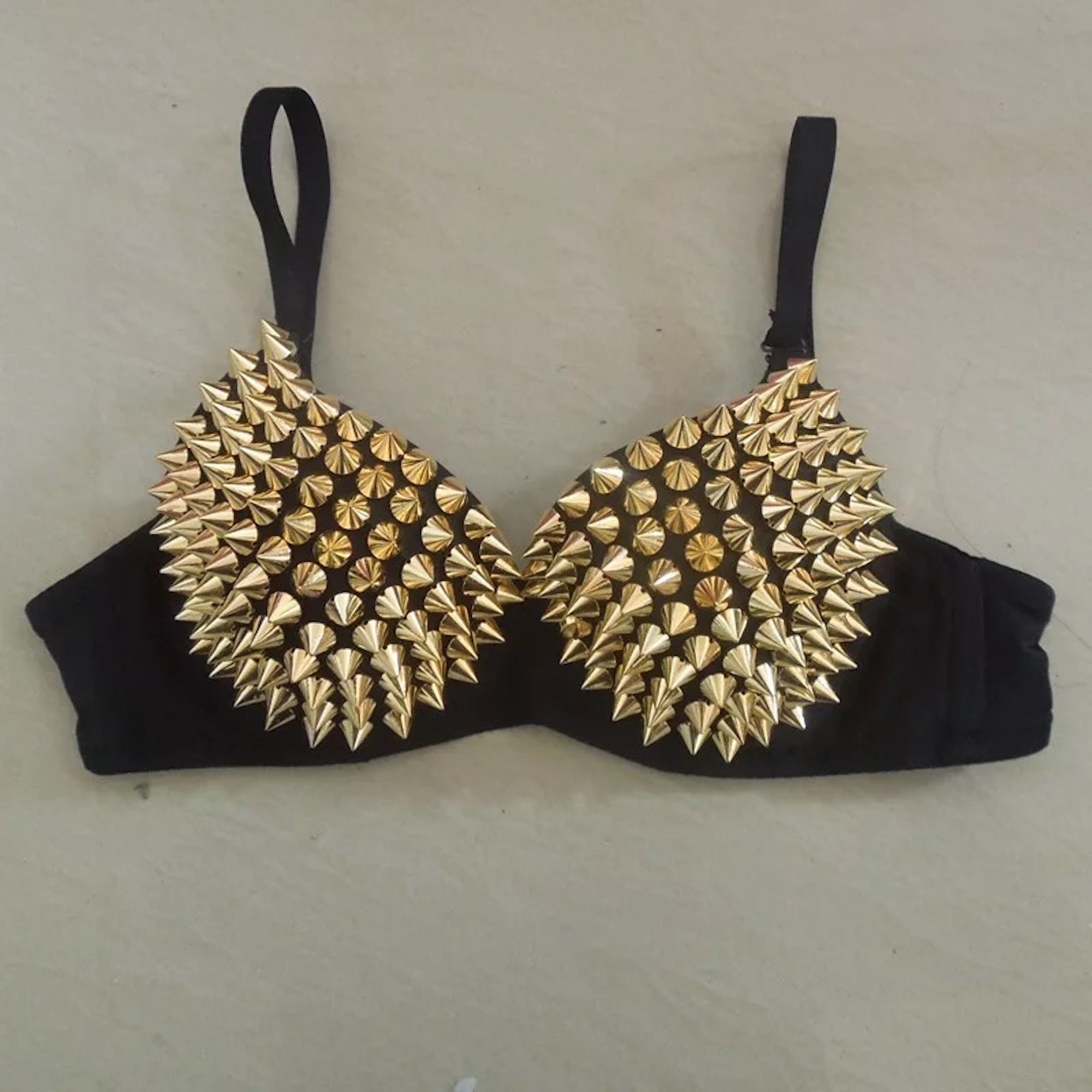 Silver metal studded bra for women / Highend metal spike bra Etsy