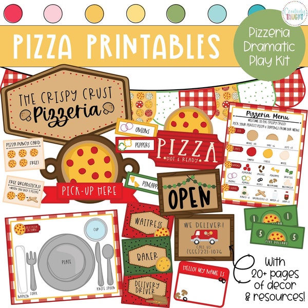 Pizza Shop Dramatic Play Kit - Printable Dramatic Play Kit for Classroom - Instant PDF Download - Dramatic Play for Centers