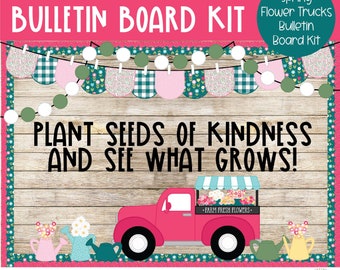 Spring Flowers - Flower Truck - March/April Bulletin Board Kit