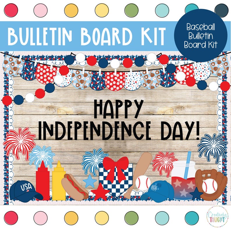 Patriotic Baseball Bulletin Board Kit: Summer Classroom Decor (digital ...