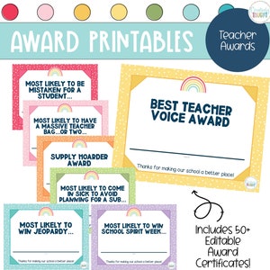Teacher/Staff Award Certificates - End of Year Awards for Teachers - Graduation Resource