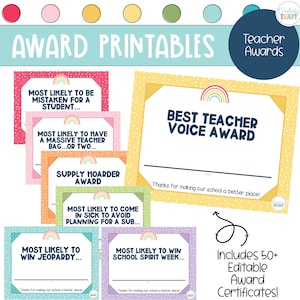 Teacher/Staff Award Certificates - End of Year Awards for Teachers - Graduation Resource