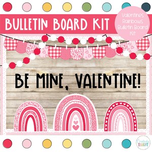 Valentine Pink Rainbows - Valentines Rainbows - February Bulletin Board Kit