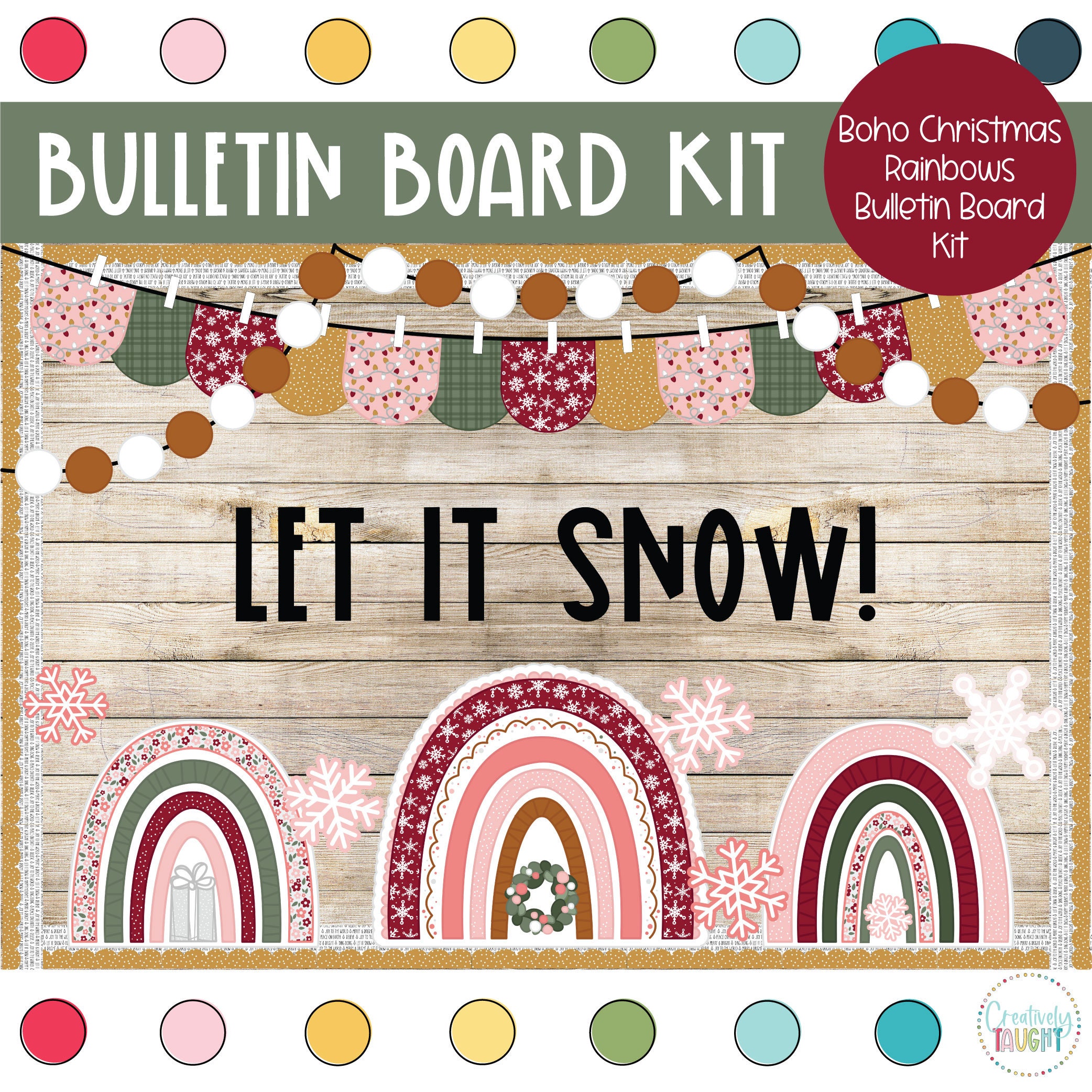 Boho Christmas Rainbow Bulletin Board Kit (digital Download) - Etsy