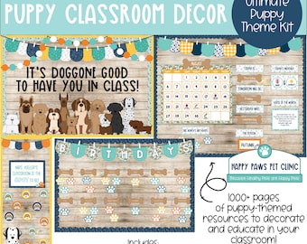 Puppy Classroom Decor Kit: Bulletin Board, Posters (Digital Download)