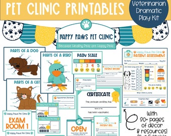 Vet Clinic Dramatic Play Kit: Classroom Printables (PDF Download)