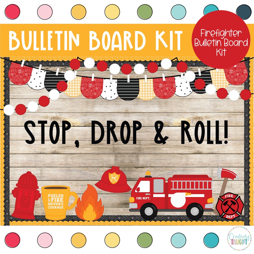 Firefighter Community Service Bulletin Board Kit Etsy