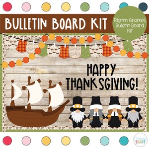 Pilgrim Gnomes Thanksgiving November Bulletin Board Kit image 2