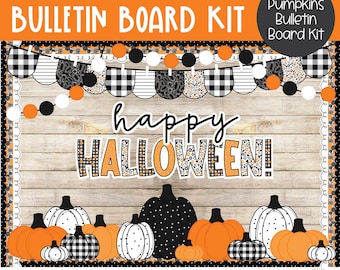 Calabazas blancas y negras - Otoño - Halloween - Kit para tablón de anuncios
