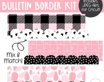 Valentine Borders - Black and White - February Bulletin Board Borders