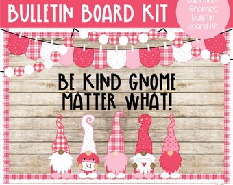 Valentine Pink Gnomes - Valentines Gnomes - Februari Bulletin Board Kit