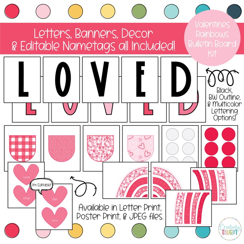 Valentine Pink Rainbows - Valentines Rainbows - February Bulletin Board ...