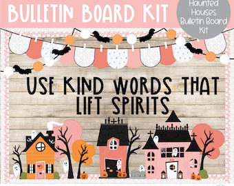 Pastel Haunted Houses Bulletin Board Kit (Digital Download)