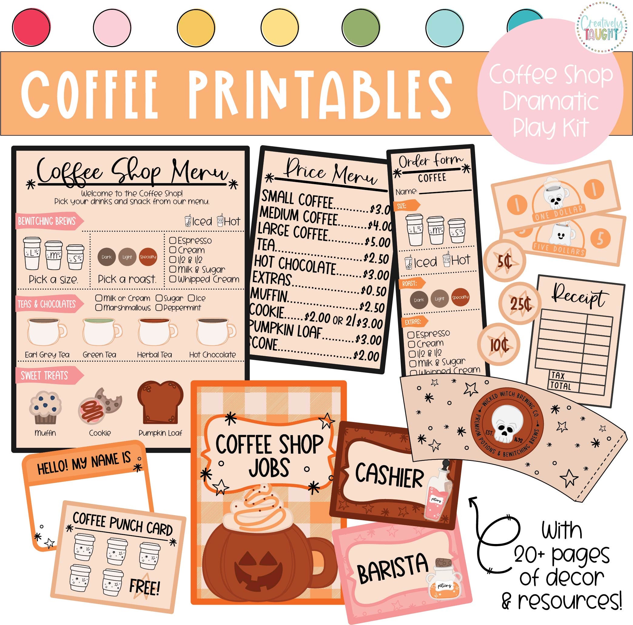 Coffee Shop Dramatic Play Kit: Printable Classroom Decor (PDF Download ...