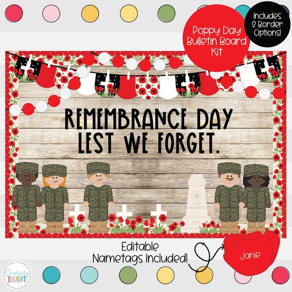 Remembrance Day - Poppy Day - Custom Bulletin Board Kit