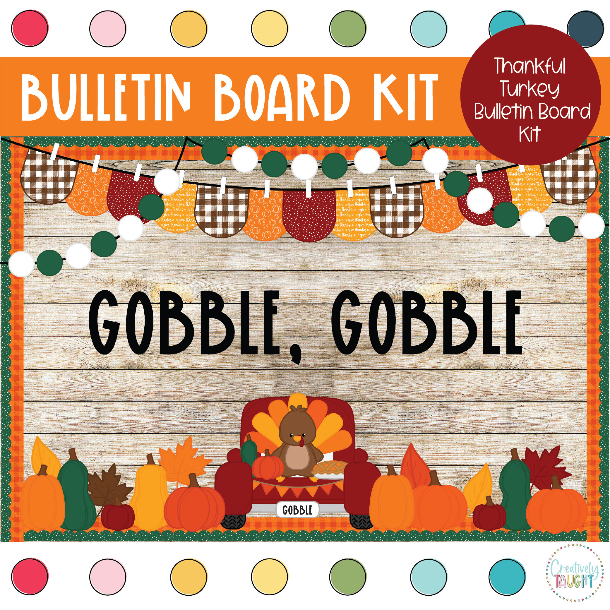 happy turkey day - fall - thanksgiving - bulletin board kit - etsy
