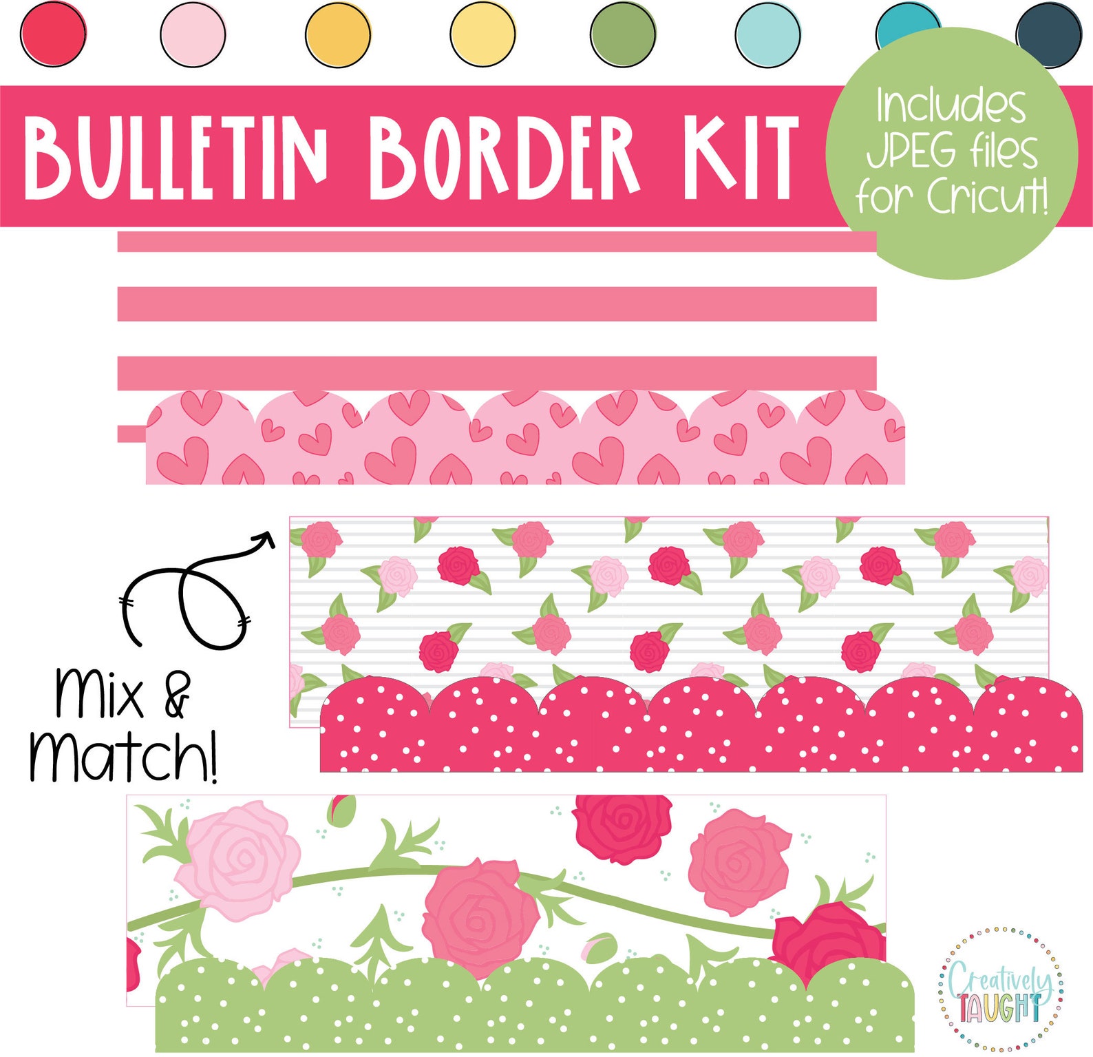 February Roses Borders Roses - Valentines - February Bulletin Board Borders - Etsy
