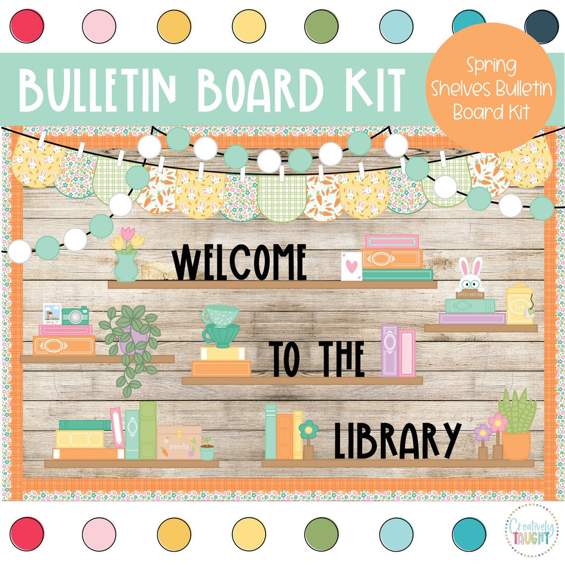 Spring Bookshelves - Library Bulletin Board Kit - Etsy