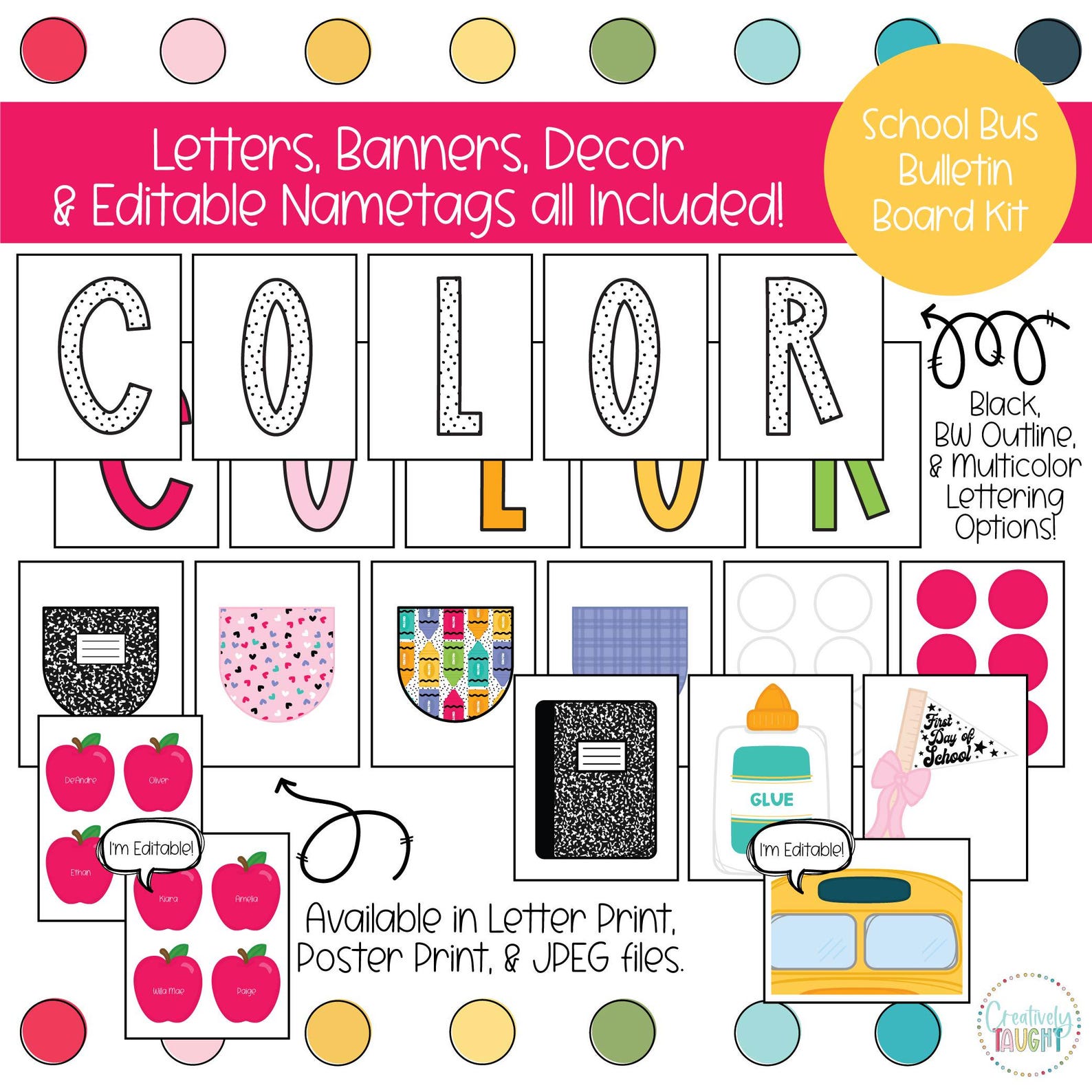 Back to School Bus Bulletin Board Kit: Classroom Decor (PDF) - Etsy