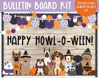 Filhotes assustadores - Outono - Halloween - Kit de quadro de avisos de outubro