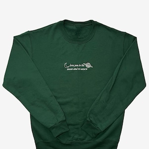 Sudadera bordada con Luna y Saturno, regalo para tu mejor amiga, suéter minimalista, regalo de cumpleaños, regalo personalizado para ella, jersey único.