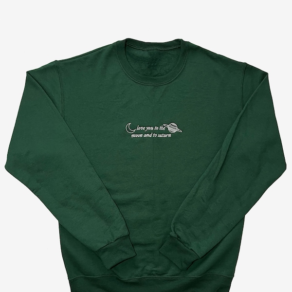 Mond & Saturn besticktes Sweatshirt, Geschenk für die beste Freundin, Minimalistischer Pullover, Geburtstagsgeschenk, individuelles Geschenk für sie, einzigartiger Pullover