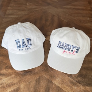 Gorra de papá e hija • Regalo para el Día del Padre • Gorra personalizada con fecha y nombre • Gorra para papá y abuelo • Gorra universitaria personalizada para papá • Gorras a juego para papá y niña