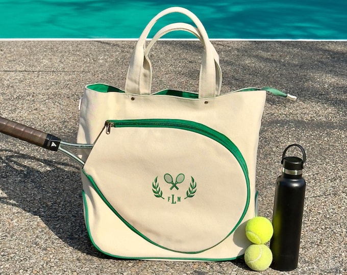 Personalized Tennis Tote, Custom Monogram Duffel, Tennis Gear Organizer, Embroidered Travel Bag, Gifts for Tennis Lovers, Paddle Tennis Bag