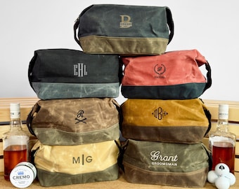 Kit da toeletta da uomo bicolore, beauty case personalizzato ricamato, organizer da viaggio con monogramma, kit per la cura della persona, festa del papà, borsa regalo per lo sposo