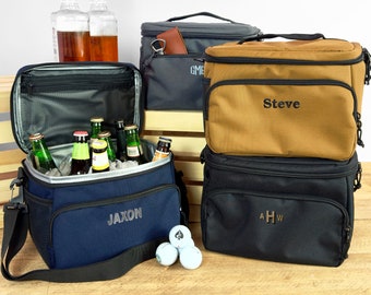 Custom Lunch Cooler, Embroidered Insulated Bag for Groomsmen, Best Man, Monogrammed Thermal Gift for Men, Portable Soft Shell Chiller & Name