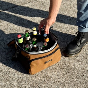 Borsa termica personalizzata per il pranzo, borsa termica ricamata per lo sposo, testimone di nozze, regalo termico monogrammato per uomo, borsa termica portatile con guscio morbido e nome immagine 2