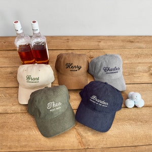 Custom Embroidered Groomsmen Hat, Corduroy Groom Ballcap, Father of the Bride Cap, Best Man Hat, Gift for Him, Wedding & Bachelor Party Hats image 3