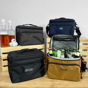 Borsa termica personalizzata per il pranzo, borsa termica ricamata per lo sposo, testimone di nozze, regalo termico monogrammato per uomo, borsa termica portatile con guscio morbido e nome immagine 6