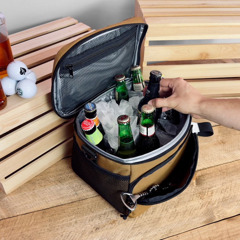Borsa termica personalizzata per il pranzo, borsa termica ricamata per lo sposo, testimone di nozze, regalo termico monogrammato per uomo, borsa termica portatile con guscio morbido e nome immagine 5